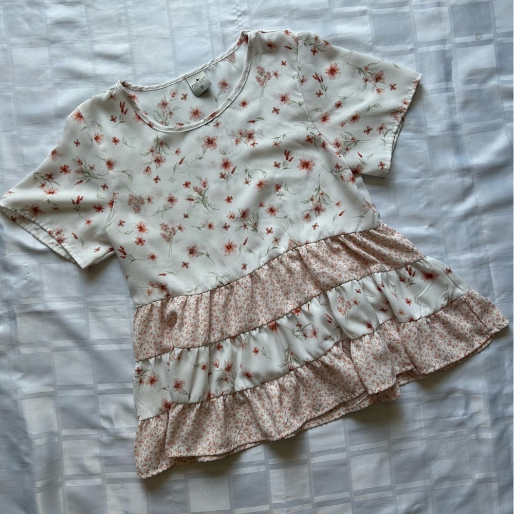 Paper Crane Lightweight Baby Doll Floral Tiered Top
